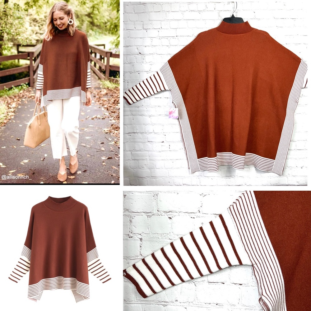 🚫SOLD! NWT🤩🎁 |•CHICWISH•| Pretty Poncho Sweater - Picture 2 of 14